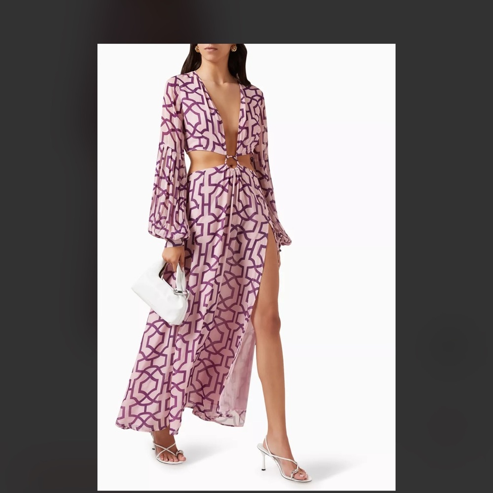 ALEXANDRA MIRO- Saphira Cut-out Dress in Crepe de Chine - Picture 4 of 7